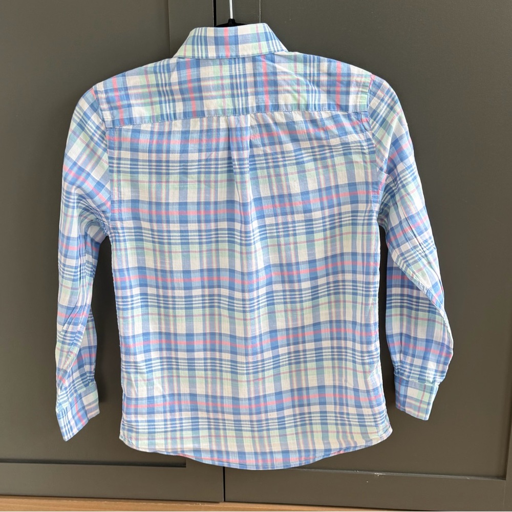 Vineyard Vines | Whale Shirt | Blue Pink Plaid Cotton Shirt | S 8-10 - Picture 7 of 8